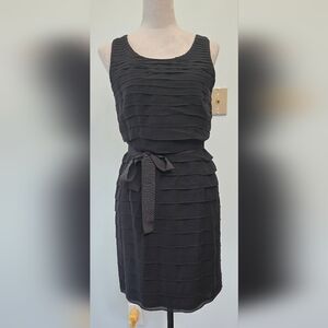Talbots LBD 100% silk black tiered dress w/ belt Petite sz 8P